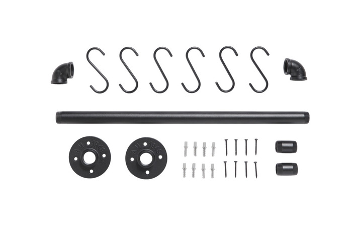 Stang m/6 kroge sort 615 mm